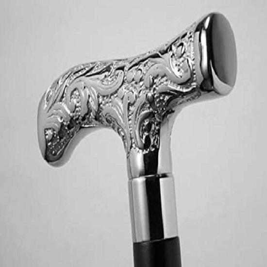 Pacific Marine  Brass Walking Stick Deluxe Walking Cane Beautiful Brass Silver Handle Walking Stick for Men and Women Gift