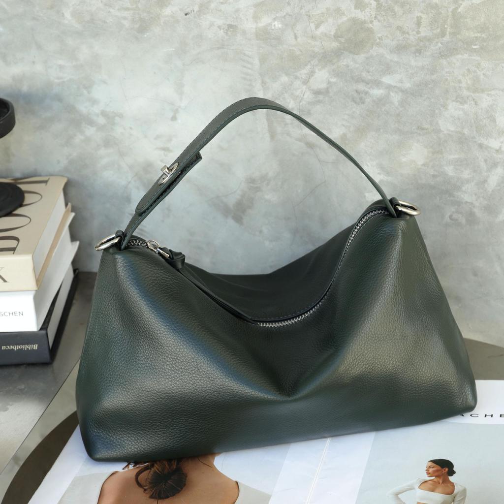 Borsa a tracolla da donna in vera pelle di grande capacità - Nuova borsa a forma di raviolo casual da pendolare 2025