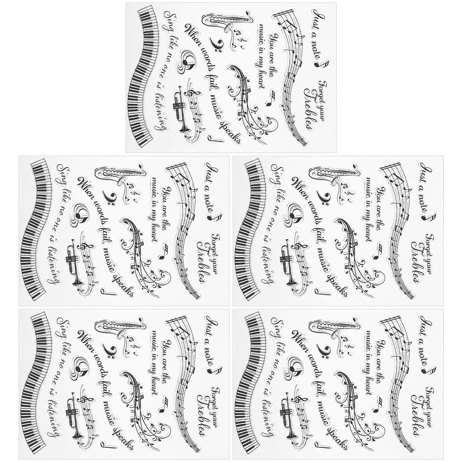 5 шт. Прозрачные штампы с рисунком музыкальных символов, DIY, прозрачные силиконовые резиновые штампы T1731