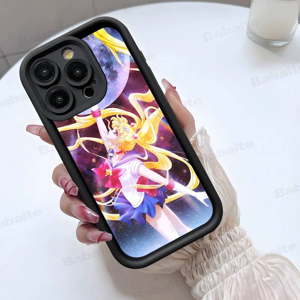 Popular Anime Girl S-Sailor Moon For iPhone 17 Pro Max 16 15 14 13 12 11 Plus Black Soft Phone Cover