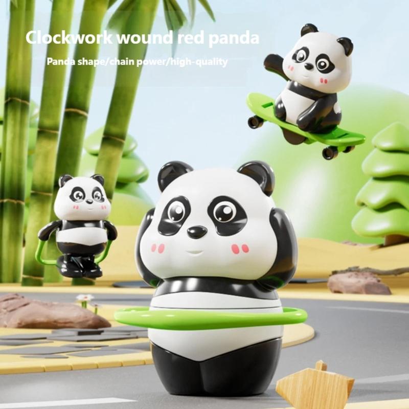 3pcs Manual Wind Up Panda Figurine with Sport Theme Design for Children Playtimes Sensory Development Activity Toy