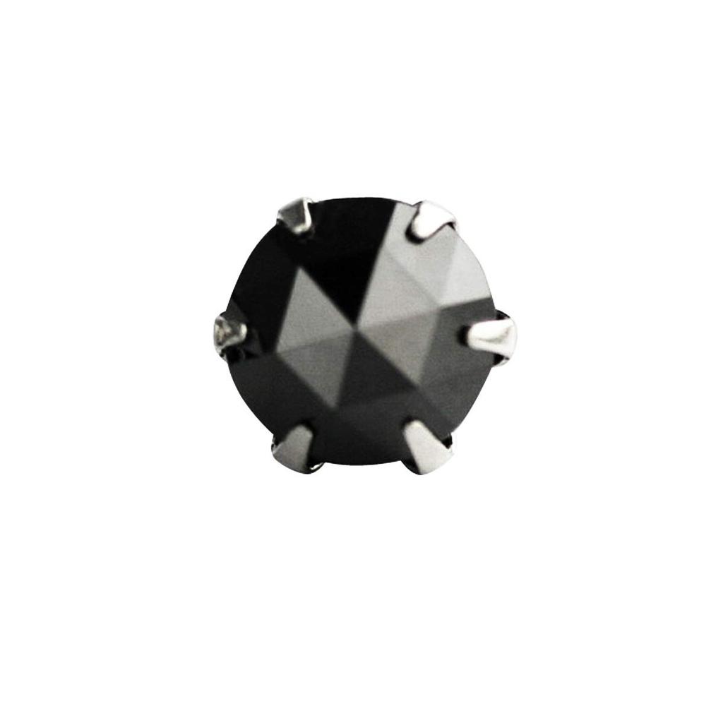 Diamond World PT900 Black Diamond Single Earring with Six Prongs Women's Rose-Cut Earrings, 0.3ct,