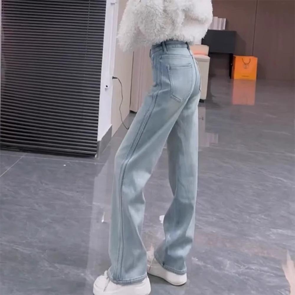 Women's High Waist Straight Leg Jeans Loose Fit Casual Wide Leg Denim Pants