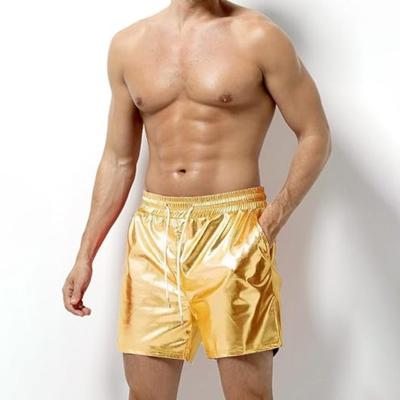 Men Shorts Elastic Drawstring Waist Casual Shorts with Pockets Solid Color Bright Color Loose Fit Shorts