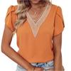 Ladies' Fashionable Casual Color V-neck Short Sleeved T-shirt Top