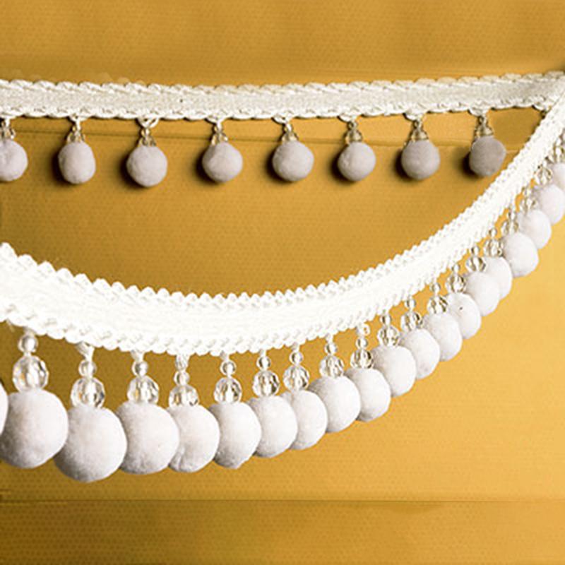 1M Pom Pom European Style Rayon Lace Tassel Fringe Ball Curtain Sofa Tablecloth Accessories Pom Lace Trim Sew Diy Decor Ribbon
