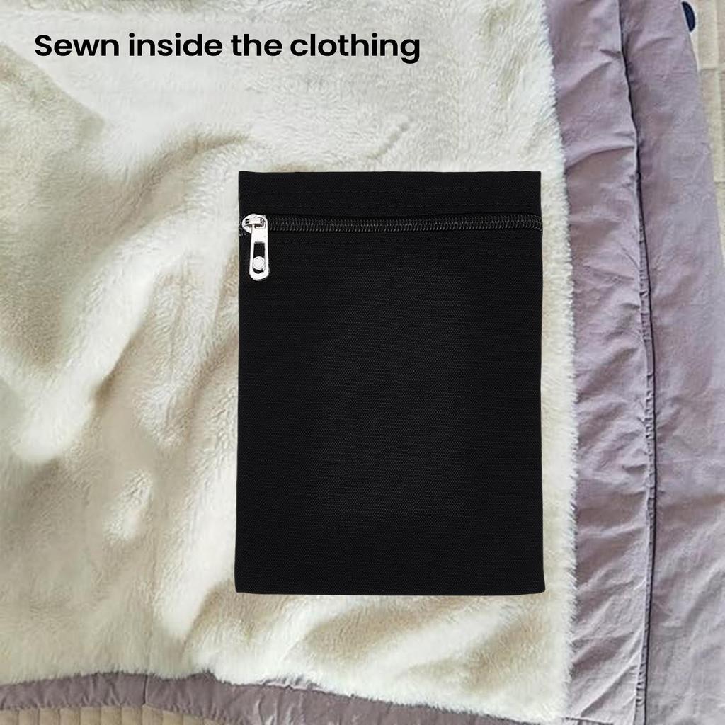 Tasca Antifurto per Abbigliamento Cucibile Busta con Zip di Sicurezza per Giacca Cappotto Felpa, Tasca Nascosta per Viaggio Tasca Laterale Staccabile