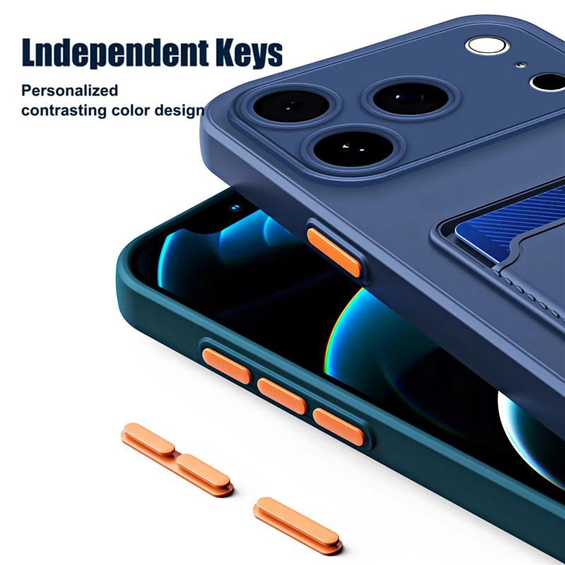 Liquid Silicone Phone Case For For Iphone 17 16 13 15 14 11 12 Pro Max Air 16e Card Holder Wallet Bag Cover For For Iphone 14 15 16 Plus
