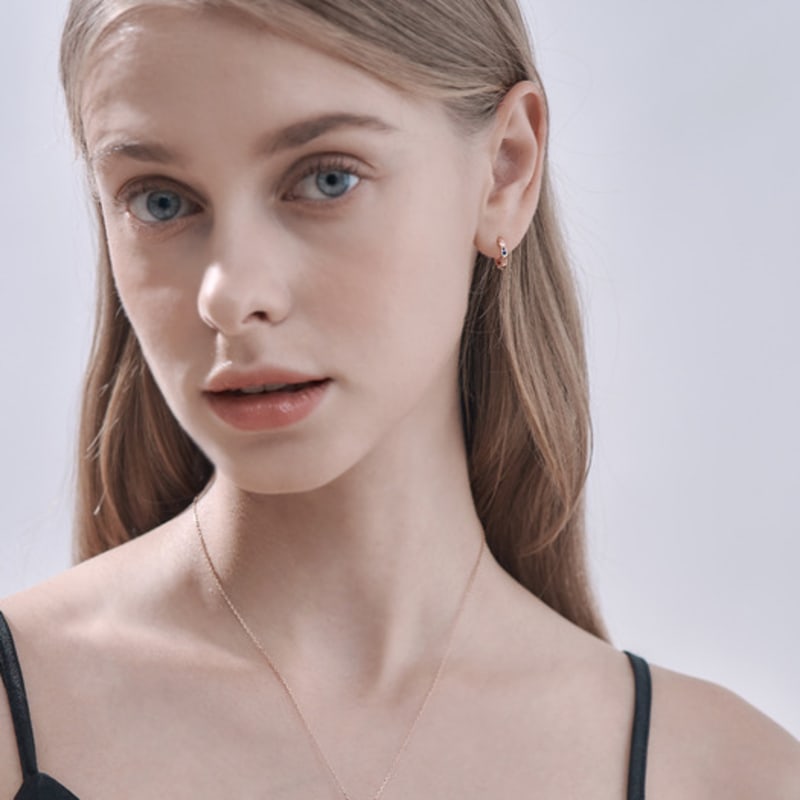 ELLE Jewelry 14K Cubic Point One-Touch Earrings (Gold Filled) ELGPEE506