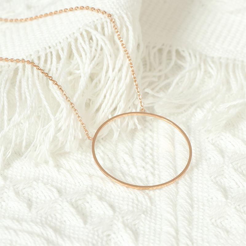 Einfache Geometrische Runde Kupferring Anhänger Halskette für Damen Personalisierte Accessoires Große Kreis Schlüsselbeinkette