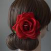 Vintage Red Rose Side Hair Clip for Dance Performances