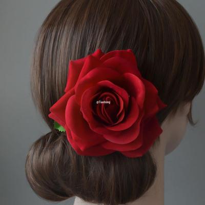 Vintage červená růže boční sponka do vlasů pro taneční vystoupení