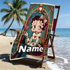 Custom Name Personalized Betty Boop Print Beach Towel, for Trip Camping Beach Party Home Decor, Birthday Gift for Family & Friends