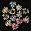 10Pcs Fashion Vintage Hollow Lace Crystal Peach Heart Love Accessories Baroque Alloy Accessories DIY Handmade Materials