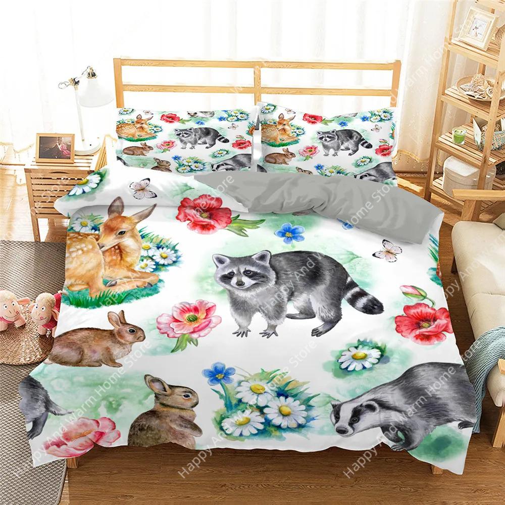 Dżungla Zwierzęta Miękka Poszewka na Kołdrę Rozmiar King/Queen Rośliny Tropikalne Liście Palmy Pościel dla Chłopców Tygrys Dzikie Zwierzęta 2/3 szt. Poliester Wygodna Poszewka na Kołdrę