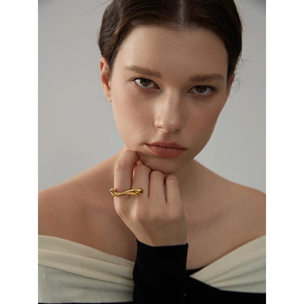 Yhpup Stylish Unique Geometric Stainless Steel Open Ring Personalized Metal Rust Proof Attractive Fashion Jewelry for Women Gift