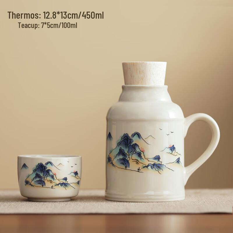 Retro Chinese Ceramic Mini Thermos Teacup