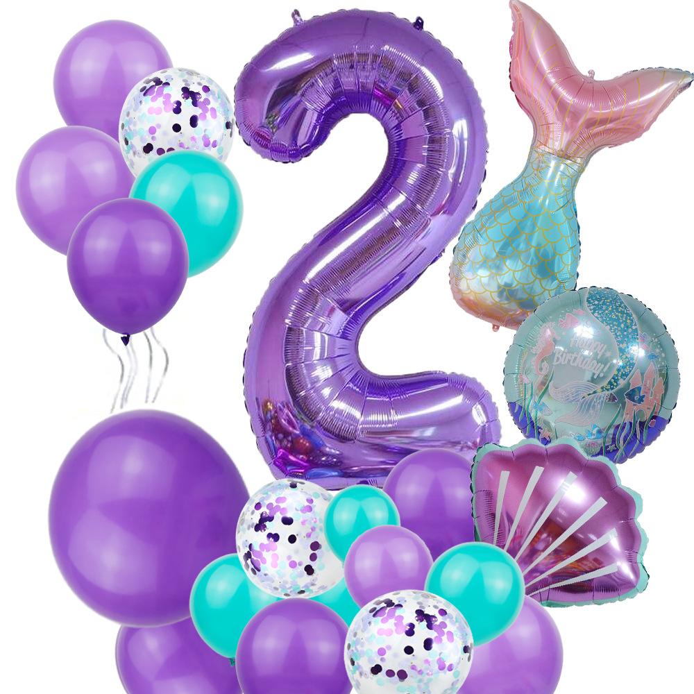Masson Mermaid 40 Inch Purple Large Digital Aluminum Film Balloon Package Latex Balloon
