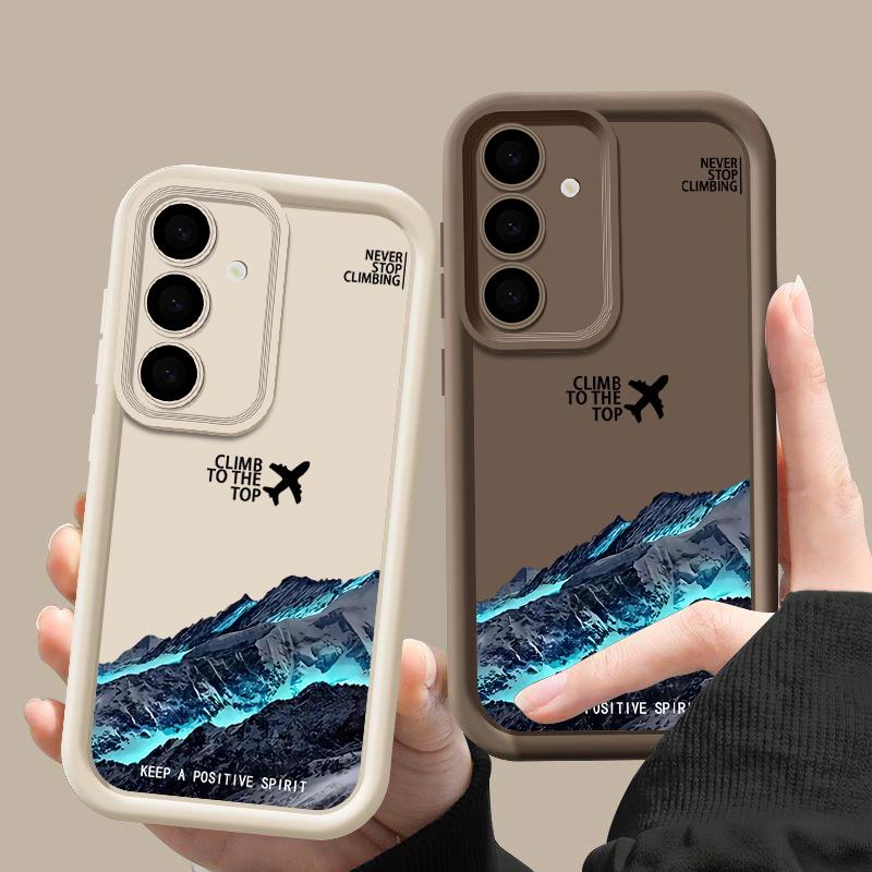 Plane Mountain Pattern TPU Matte Phone Case Shell For Samsung S25 S24 FE S23 Ultra A56 A36 A16 A15 A55 A35 A26 Soft Silicone Shockproof Bumper Cover
