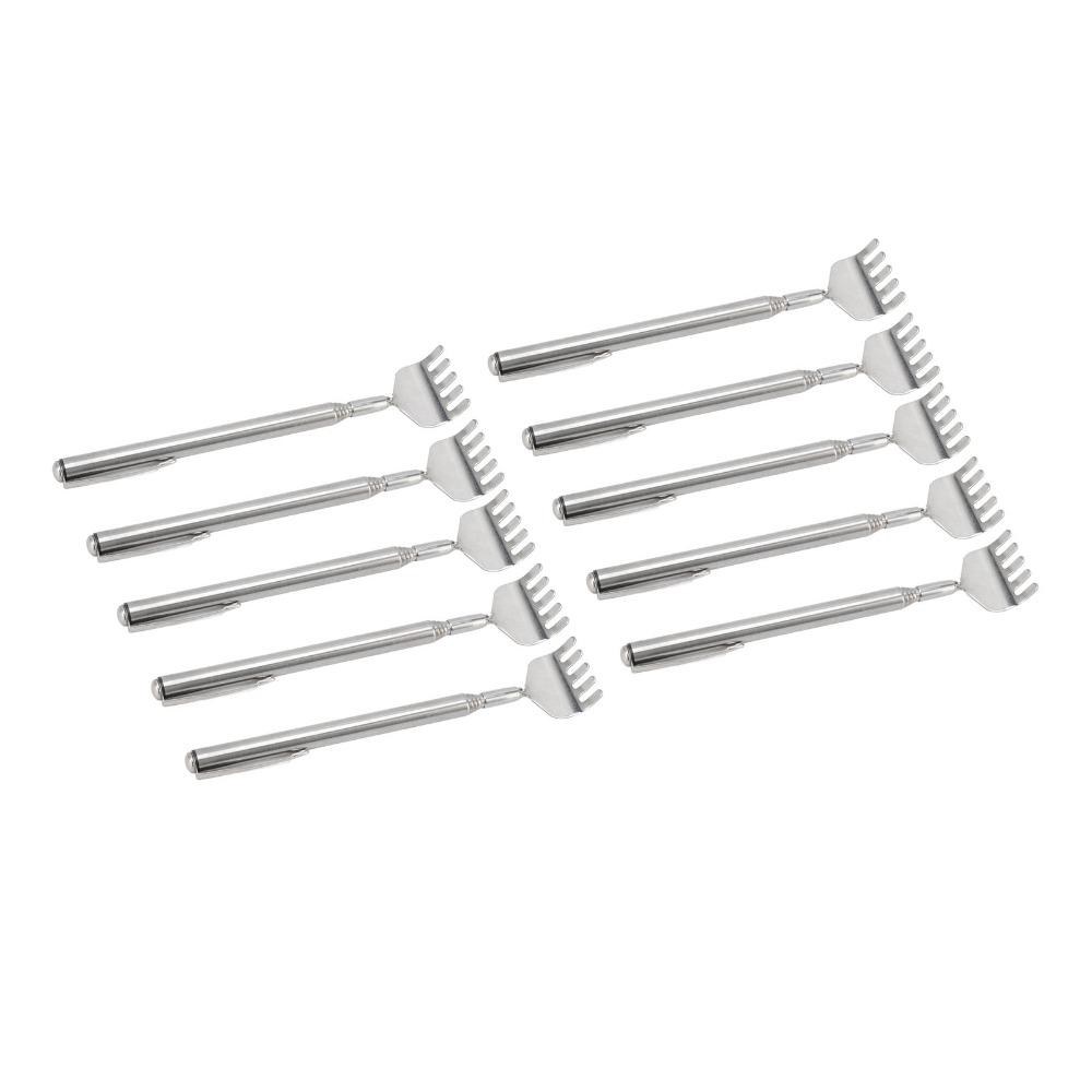 10Pcs Stainless Steel Back Scratcher with Pen Clip Retractable Telescopic Tool Mini Eco-friendly Handheld Massager Travel Use