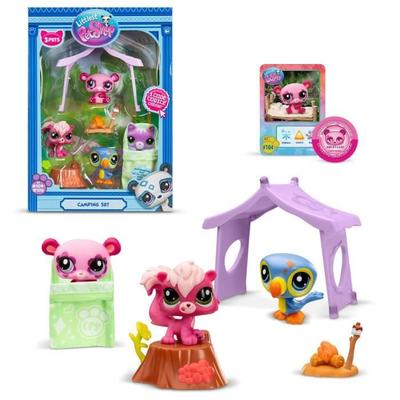 Tematický balíček 3 zvířátka - BANDAI - Littlest Pet Shop Kempování - Zvířátka a doplňky