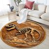 Dinosaur Fossil Relief Round Area Rug,Carpet Rug for Living Room Bedroom Sofa Playroom Decor,Non-slip Floor Mat