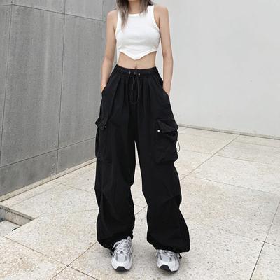 Pantaloni Paracadute Americani Nuovi Estivi Vita Alta Gamba Larga Casual Coulisse Pantaloni da Tuta
