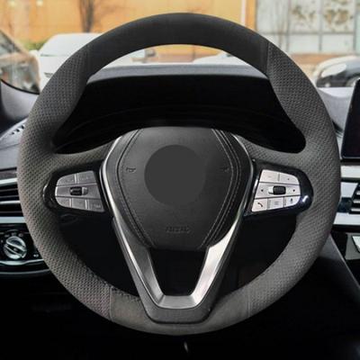 DIY Suede Black Sewing Steering Wheel Cover Trim For BMW 3 Series G20 G21