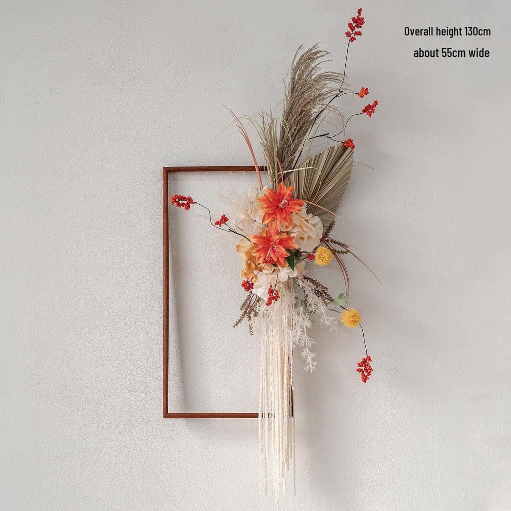 Retro Wenge Wood Photo Frame: Creative Living Room Artificial Flower Wall Art & Photography Prop