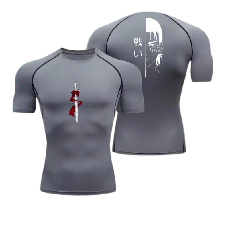 Men Compression Shirt Sports Comfortable Quick Drying Gym T-shirt Fitness Sweatshirt Quick-Dry High-Elasticity Top Sweat Absorbing Tight Fit