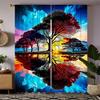 Tree Reflection Pattern Printed Curtains Pole Bag Christmas Decorations Daily Home Room Curtain Made Of Polyester Washable