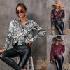 Women's Autumn Printed Tie Single Breasted Long Sleeve Shirt