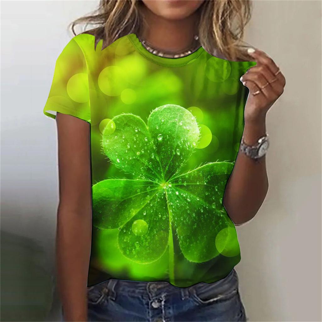 Women's T-shirt 3D Pattern Printed Casual Short Sleeved O-Neck Top Fashionable Street Women's Clothing