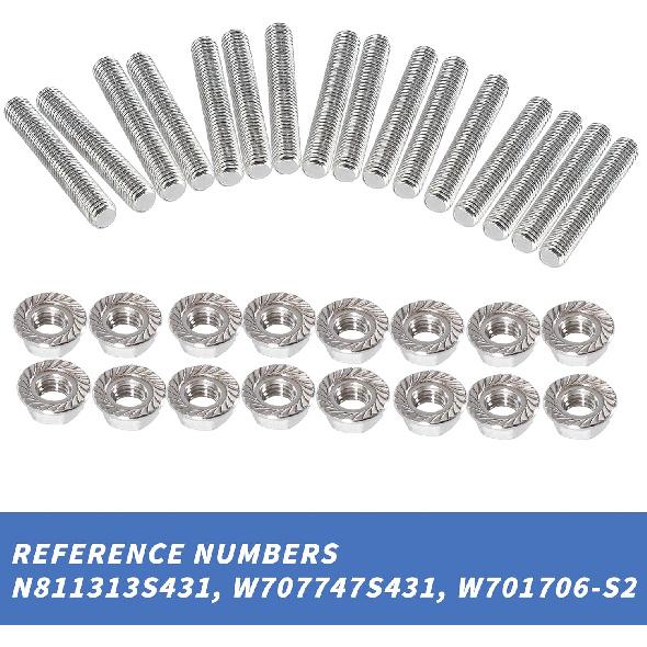 M8*1.25 Studs Kit Exhaust Studs And Nuts Kit Compatible With Ford 4.6L 5.4L F150 F250 Studs And Nuts Stainless Steel