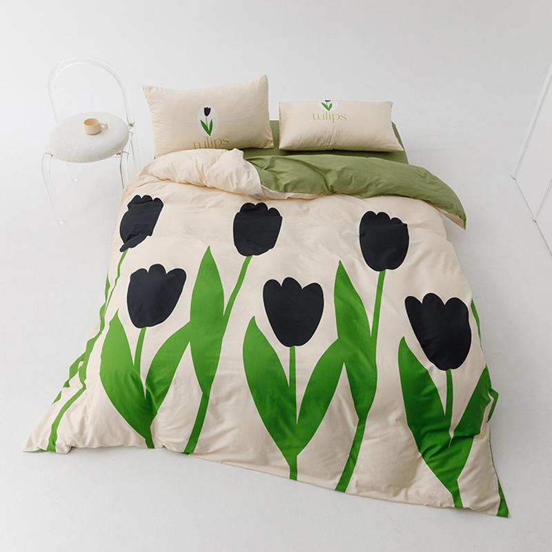 

Fashion Simple Printed Duvet Cover AB Version Spring and Summer Cotton Quilt Cover Skin Friendly Single Double Bed Quilt Cover High Quality 2pc Pillowcase48x74