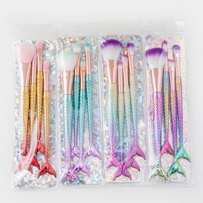 Karsyngirl Ensemble Quatre Pièces Pinceau de Maquillage Sirène Fibre Coloré Poils Doux Pinceau Poudre Libre Outils de Maquillage Beauté