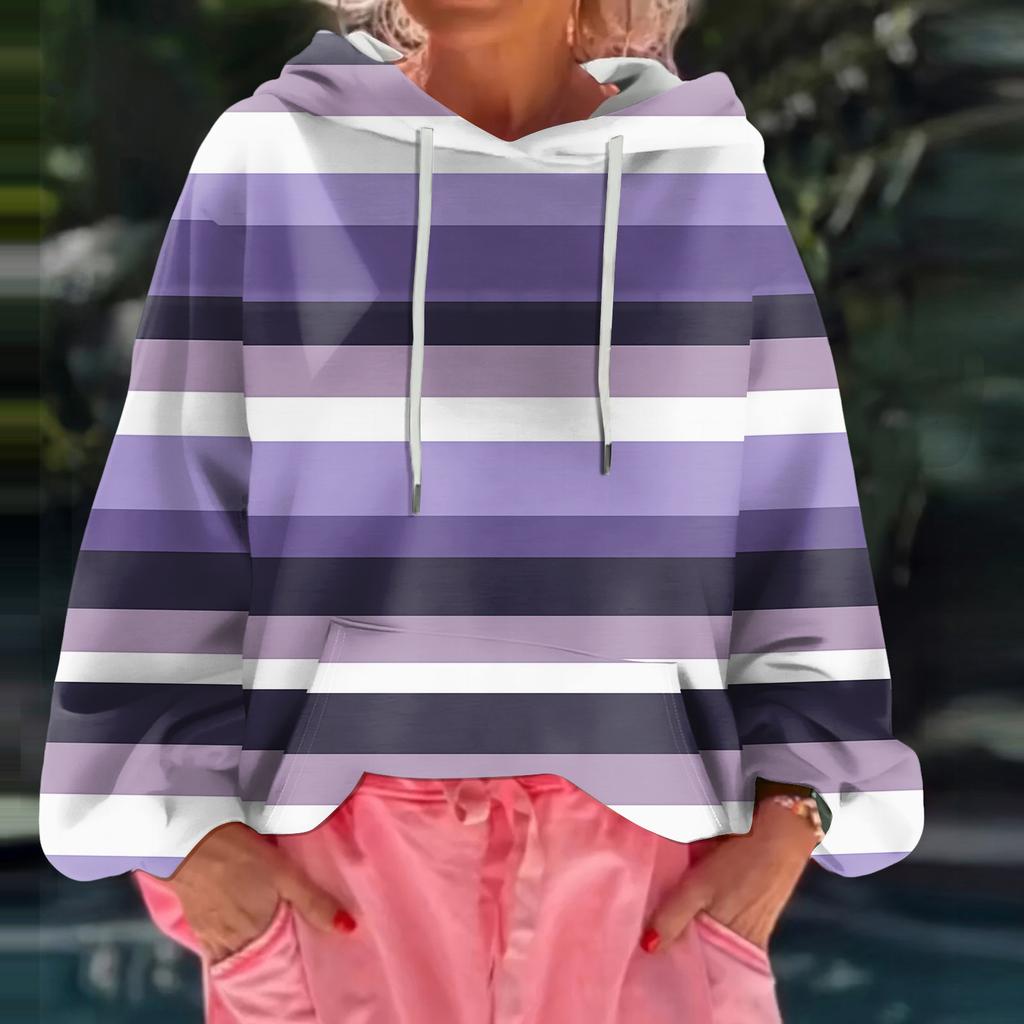 Women's Floral Print Loose Casual Long Sleeved Hooded Sweatshirt