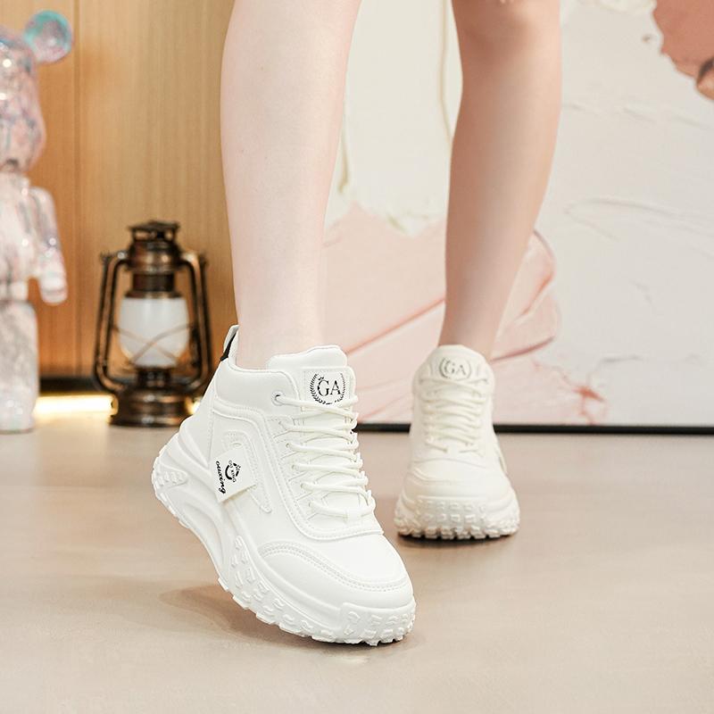 Wysokie Buty Sportowe Damskie na Grubym Spodzie Zwiększające Wzrost na Wiosnę/Jesień