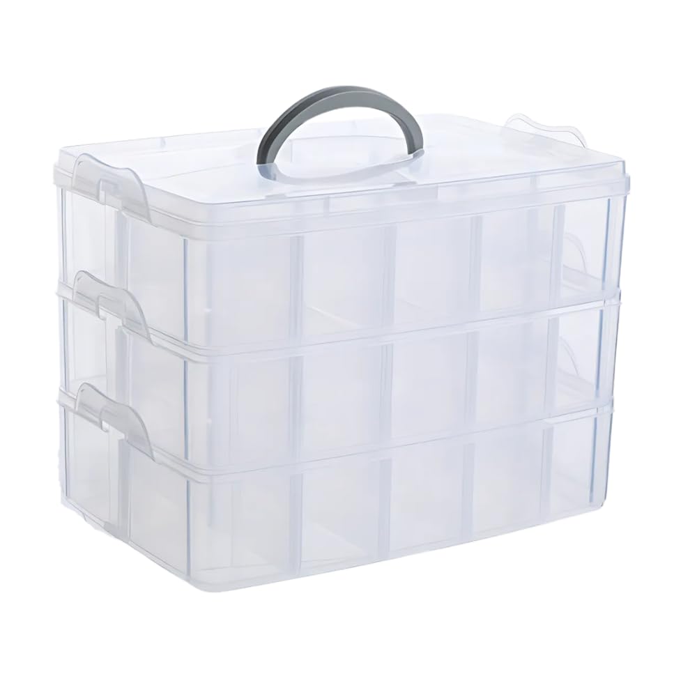 Senfuu Beyblade Case, Storage Box for Beyblades and Miscellaneous Goods, with Handle, Portable, Semi-Transparent, Holds 30 Blades, White