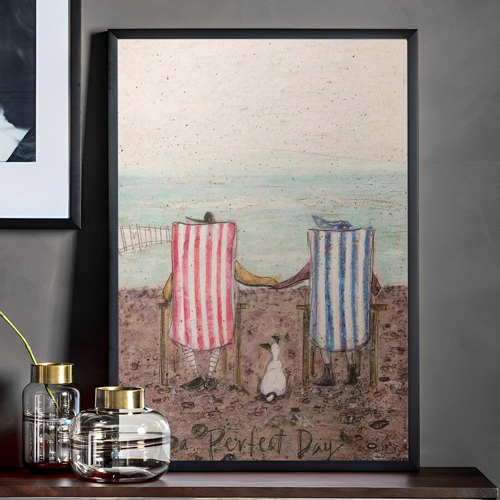 Sam Toft Abstrakt Landschaft Liebe Hunde Haustier Poster Anime Poster Klebend HD Qualität Wand Retro Poster für Zuhause Kawaii Raumdeko