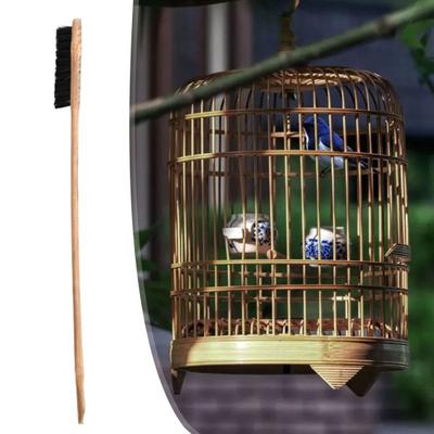 Spazzola per gabbia per uccelli con manico lungo Spazzola per la pulizia della gabbia dei pappagalli in legno Forniture per animali domestici Attrezzatura per uccelli Pulitore
