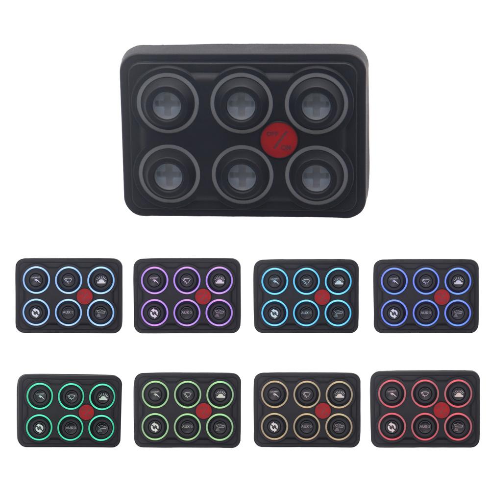 8-Color Adjustable Backlight 6 Gang Switch Panel Circuit Control Relay System Box Touch Control Panel for Boat Jeep UTV Caravan