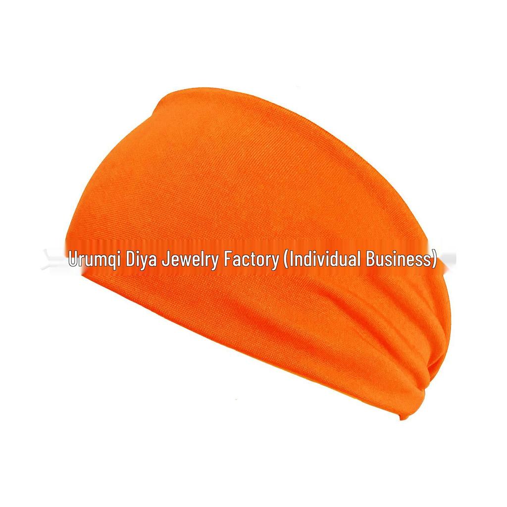 Unisex Elastic Sports & Yoga Headbands, Sweat-Absorbing Cotton Hair Accessories, Solid Colors