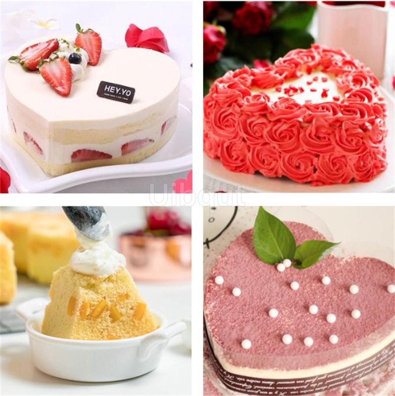 3/4/5/6/7/8/10/11 Inch Heart Shaped Cake Pan mold Solid Bottom Aluminum Alloy Chocolate Cake Pan Silver Tin Baking Mold Mould