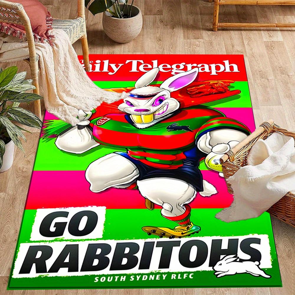Rabbitohs Mascot Sports Theme Printed Nonslip Wearresistant Large Size Square Floor Mat Suitable For Living Room Bedroom Game Room Studio Carpet Home