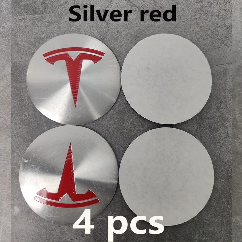 Car Sticker 2025 Hot 4pcs 56mm Tesla Hub Cap Center Cap Logo Stickers - Waterproof Durable Decals for Model 3/Y/S/X, Car Wheel P