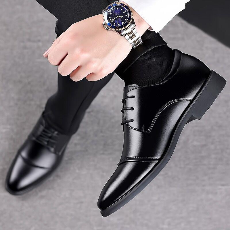New Men's Leather Oxford Shoes Lace Up Casual Shoes  Non-slip Formal Dress Footwear Outdoor Business Shoes Leisure Walk Sneakers