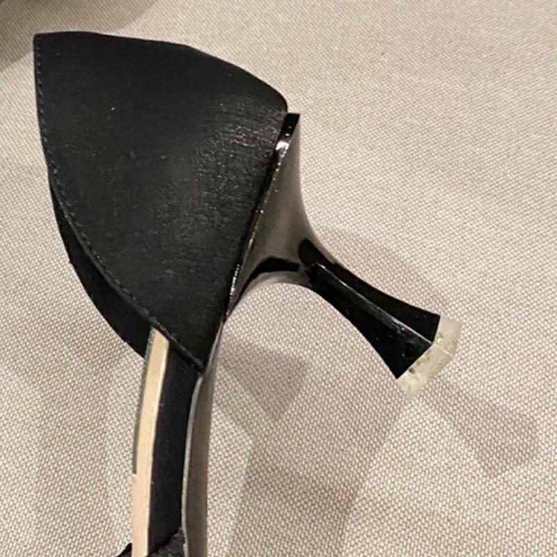 Frühlings-Neue Strass-Schuhe mit quadratischer Schnalle für Damen, vielseitige Satin-High-Heels, Stiletto-Arbeitsschuhe mit flachem Mund