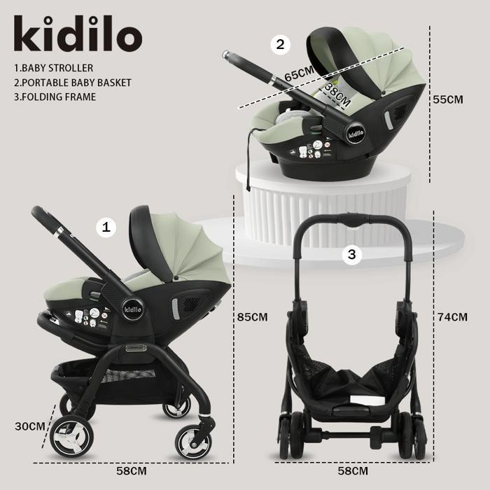 Luxury 3-in-1 Foldable Baby Stroller with Bassinet and Car Seat, Newborn Comfort, Compact and Multifunctional