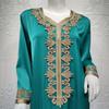 Ramadan Muslim Gold Embroidery Dresses Abayas Dubai Casual Kaftan Robe Ethnic Costumes with Long Sleeve for Womens